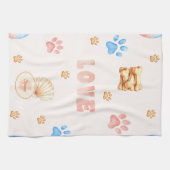 Waterverf "LOVE" Design met Dog Paw Prints Theedoek (Horizontaal)
