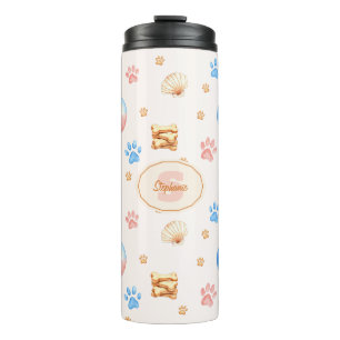 Waterverf "LOVE" Design met Dog Paw Prints Thermosbeker