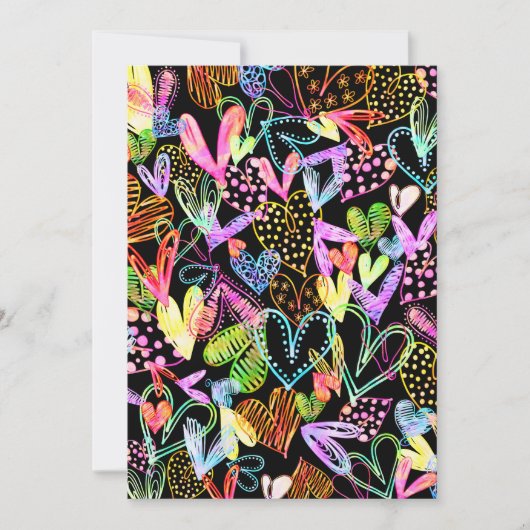 Waterverf Love Heart Mode Design Feestdagenkaart (Voorkant)