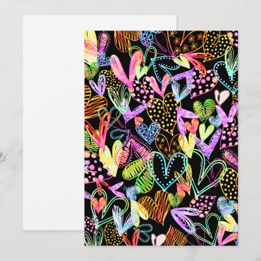 Waterverf Love Heart Mode Design Feestdagenkaart (Voorkant / Achterkant)