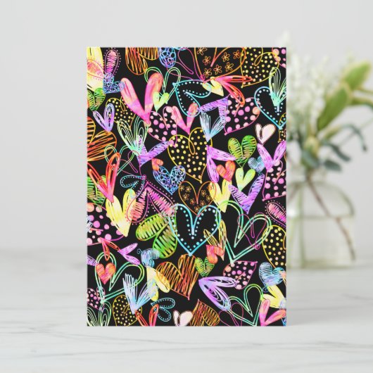 Waterverf Love Heart Mode Design Feestdagenkaart (Staand voorkant)