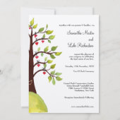 Waterverf Love Heart Tree Carving Wedding Invite Kaart (Achterkant)