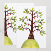Waterverf Love Heart Tree Carving Wedding Invite Kaart (Voorkant / Achterkant)