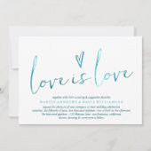 Waterverf Love is Love Gay Wedding Invitting Kaart (Voorkant)