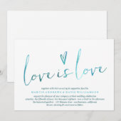 Waterverf Love is Love Gay Wedding Invitting Kaart (Voorkant / Achterkant)