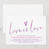 Waterverf Love is Love Gay Wedding Invitting Kaart (Voorkant / Achterkant)