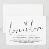 Waterverf Love is Love Gay Wedding Invitting Kaart (Voorkant / Achterkant)