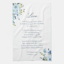 Waterverf Love is Patient Blue Kitchen