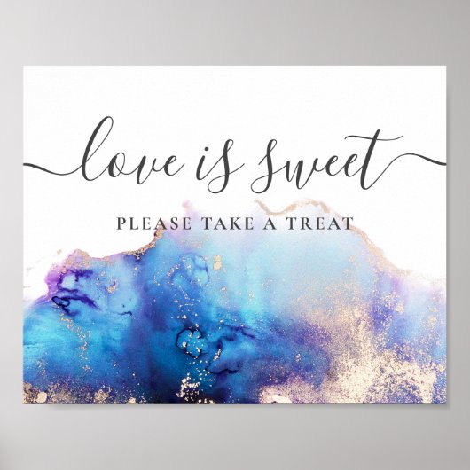 Waterverf Love is Sweet Wedding Sign Poster (Voorkant)