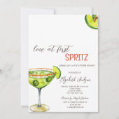 Waterverf Love op de eerste Spritz Green Invitatio Kaart (Voorkant)