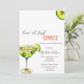 Waterverf Love op de eerste Spritz Green Invitatio Kaart (Staand voorkant)