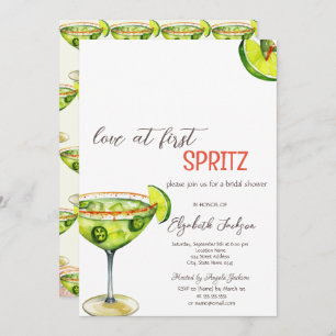 Waterverf Love op de eerste Spritz Green Invitatio Kaart