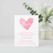 Waterverf Love Valentijnsdag Party Invitations Kaart (Staand voorkant)