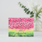 Waterverf Love Watermelon Hearts Briefkaart (Staand voorkant)