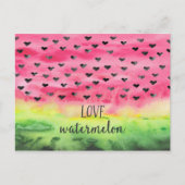 Waterverf Love Watermelon Hearts Briefkaart (Voorkant)