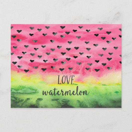 Waterverf Love Watermelon Hearts Briefkaart (Voorkant)