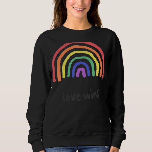 Waterverf Love Wins Rainbow Paint Typografisch Trui (Voorkant)