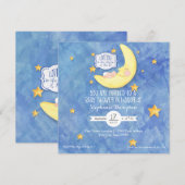 Waterverf Love You to the Moon n back Baby shower Kaart (Voorkant / Achterkant)