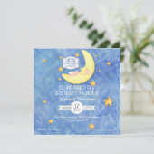 Waterverf Love You to the Moon n back Baby shower Kaart (Staand voorkant)