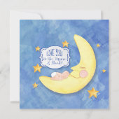 Waterverf Love You to the Moon n back Baby shower Kaart (Achterkant)