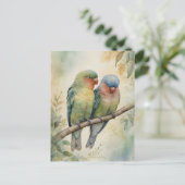 Waterverf Lovebirds Eucalyptus Tree Briefkaart (Staand voorkant)