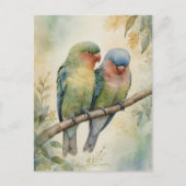 Waterverf Lovebirds Eucalyptus Tree Briefkaart (Voorkant)