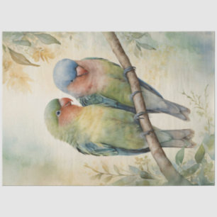 Waterverf Lovebirds Eucalyptus Tree Decoupage Tissuepapier