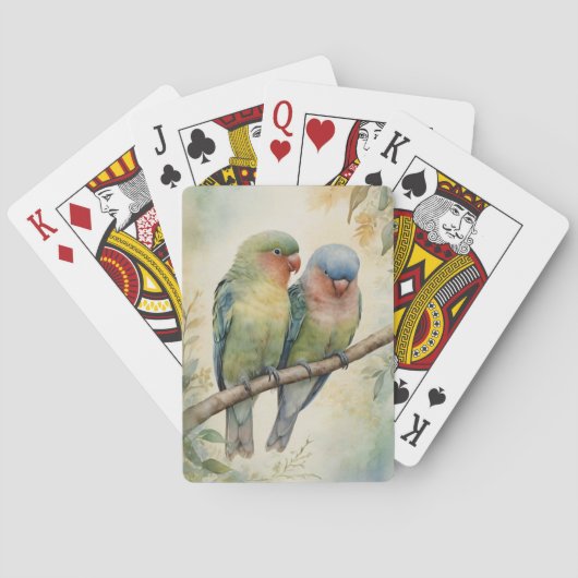 Waterverf Lovebirds Eucalyptus Tree Pokerkaarten (Achterkant)