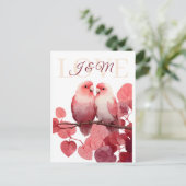 Waterverf Lovebirds met aangepaste Initialen Briefkaart (Staand voorkant)