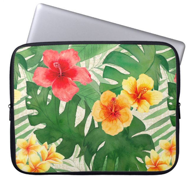 Waterverf Luana Tropische Floral Wetsuit Laptop Sleeve (Voorkant)