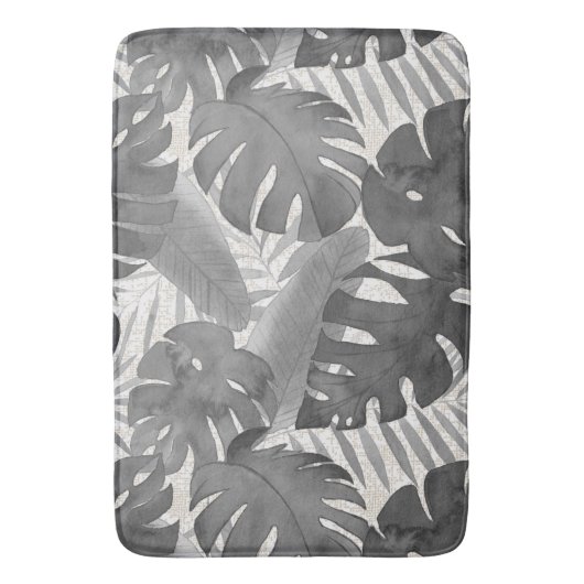Waterverf Luana Tropische grijze bladeren bath Mat (Voorkant Verticaal)