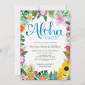 Waterverf Luau Baby shower Invite | Blauw Kaart (Voorkant)