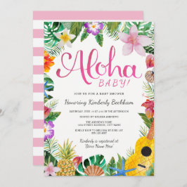 Waterverf Luau Baby shower Invite | Roze Kaart