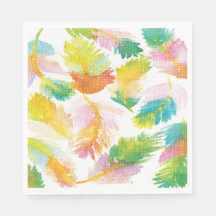 Waterverf Luau Tropisch Palm Leaves Coral Green Servet