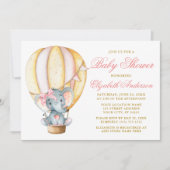 Waterverf Luchtballon Baby shower Elephant Bow Kaart (Voorkant)