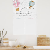 Waterverf Luchtballon Hij of zij laat zien Poster (Keuken)