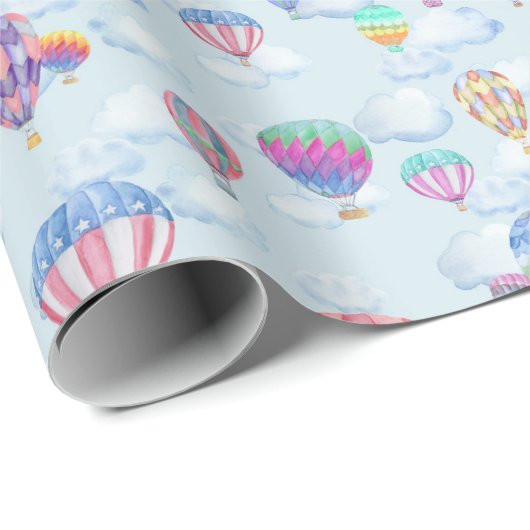 Waterverf-luchtballon in het luchtruim cadeaupapier (Rol Hoek)