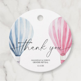 Waterverf Luchtballonnen Dank u geslacht onthullen Bedankjes Labels