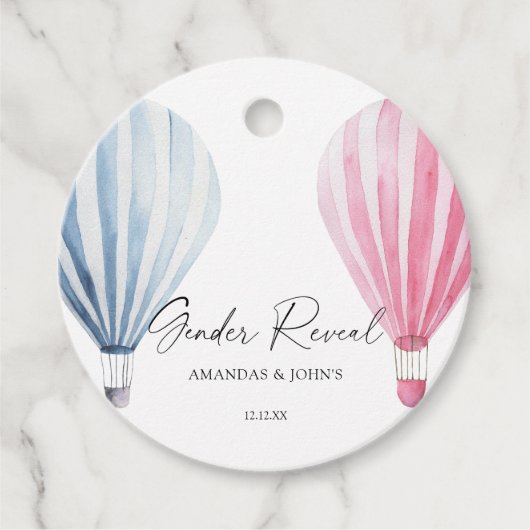 Waterverf luchtballonnen Geslacht onthullen Bedankjes Labels (Voorkant)