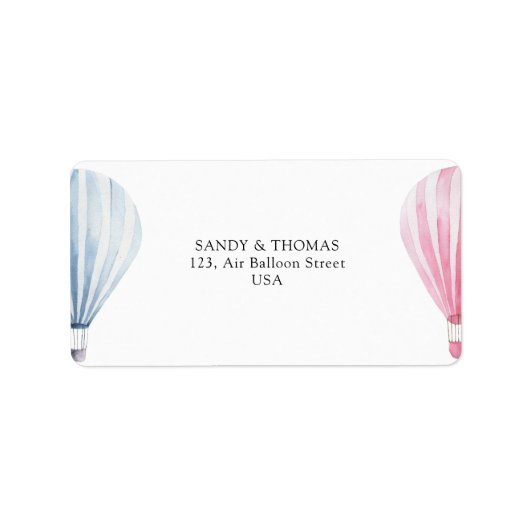 Waterverf luchtballonnen Geslacht onthullen Etiket (Voorkant)