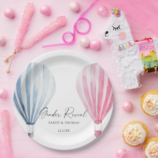 Waterverf luchtballonnen Geslacht onthullen Papieren Bordje (Feest)