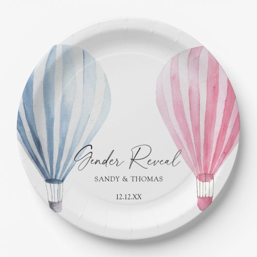 Waterverf luchtballonnen Geslacht onthullen Papieren Bordje (Voorkant)