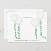 Waterverf luchtballonnen versierd met groene tak briefkaart (Voorkant / Achterkant)