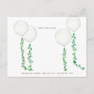 Waterverf luchtballonnen versierd met groene tak briefkaart