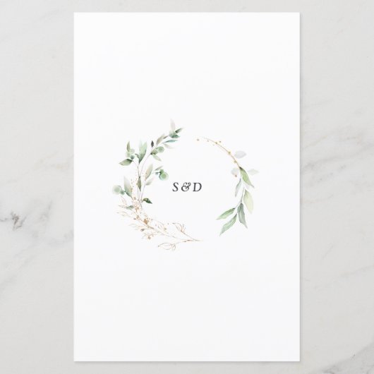 Waterverf Luchtige Groene Goud Bruiloft  (Achterkant)