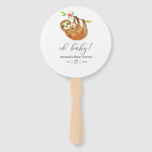 Waterverf Luiaard thema Baby Shower Handwaaier (Voorkant)