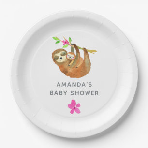 Waterverf Luiaard thema Baby Shower Papieren Bordje