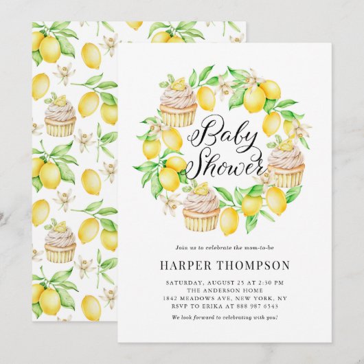 Waterverf, luiers en cupcakes, Baby shower Kaart (Voorkant / Achterkant)