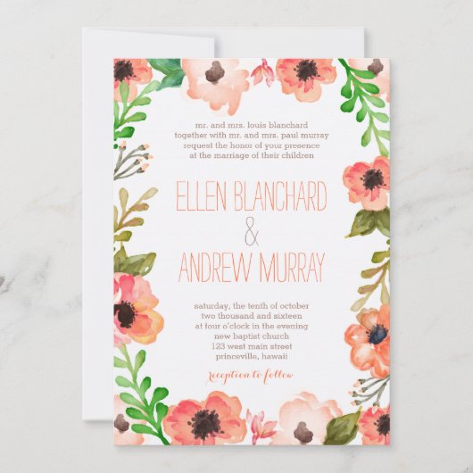 Waterverf luifel bruiloft uitnodiging (Voorkant)