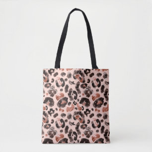 Waterverf luipaard dierprintpatroon tote bag